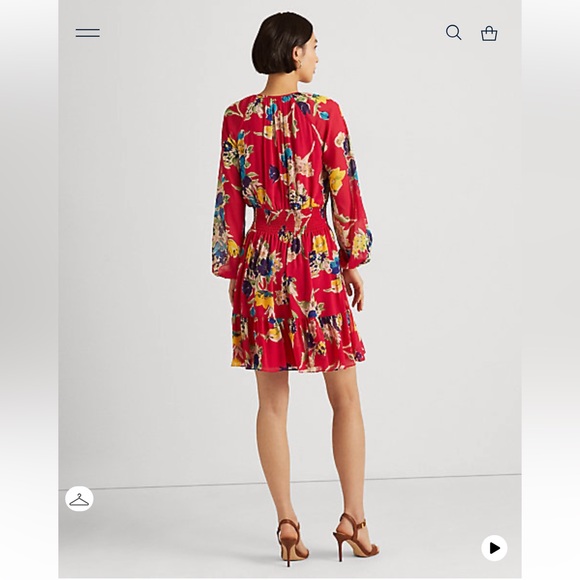 NWT Ralph Lauren Women's Floral Georgette Long Sleeve Dress Sz 2 $185 - Picture 2 of 12